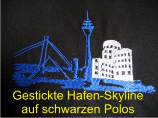 gestickte Hafenskyline